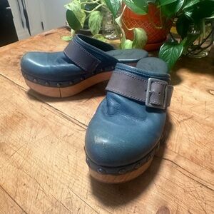 Free People Culver City Blue Leather Clogs